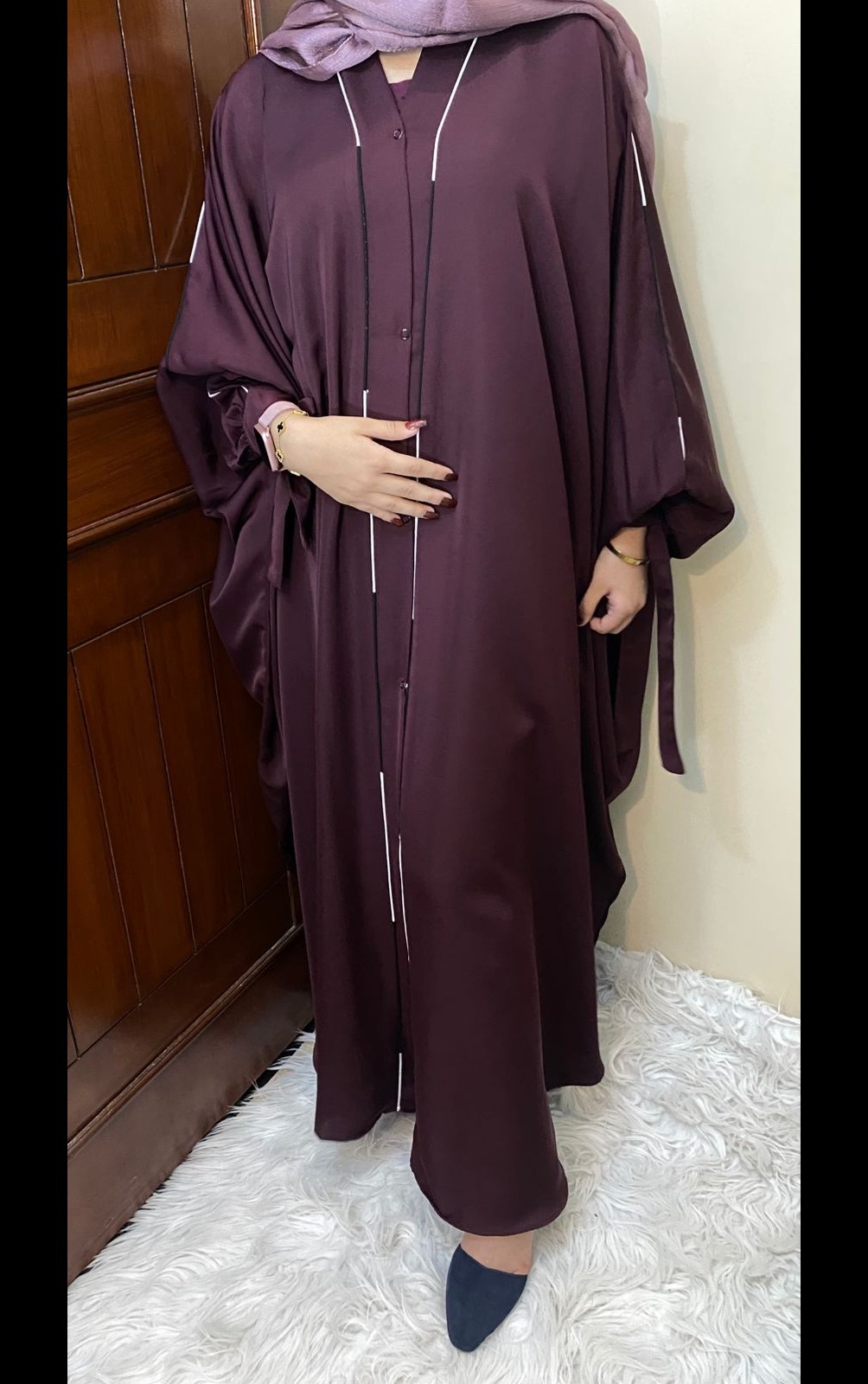 Elegant Baggy Nida Abaya – Maroon